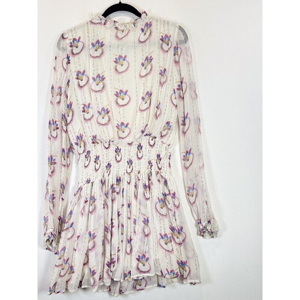 Free People Mini Dress Beige Wild Horses Dreamcatcher V Neck Smocked Medium - Picture 10 of 12
